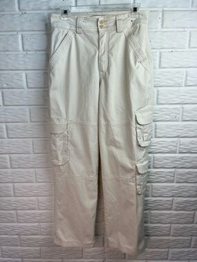 ABERCROMBIE & FITCH CARGO PANTS IVORY CURVE LOVE COTTON SZ 27/4 30 inseam